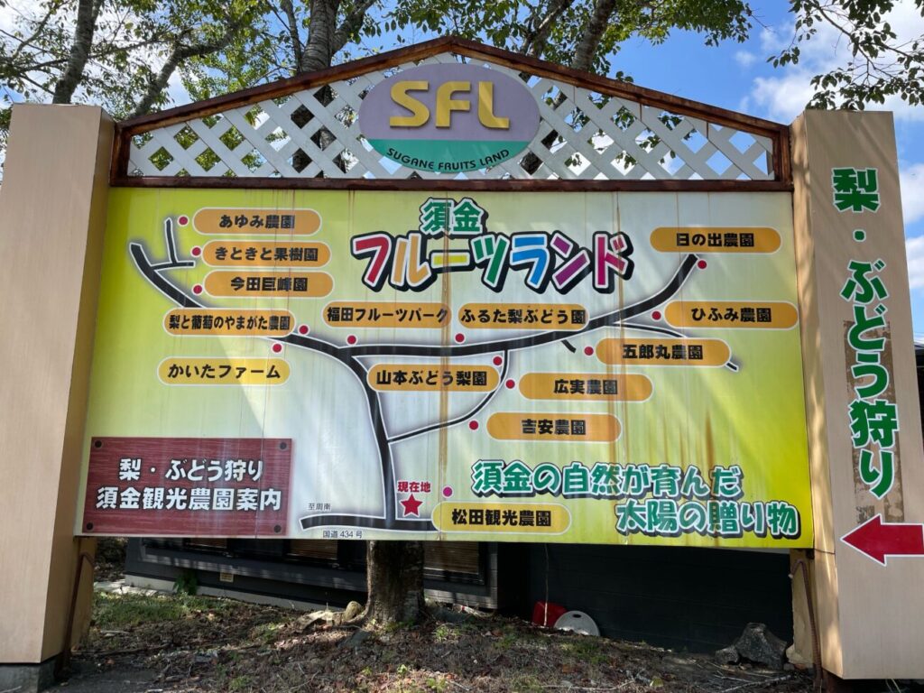須金フルーツランドの案内看板