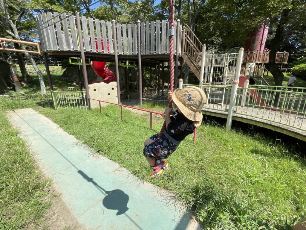 火の山公園の山頂のターザンロープ