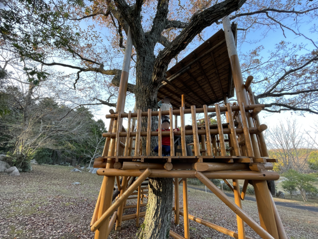 秋吉台家族旅行村の丸太王国のツリーハウス