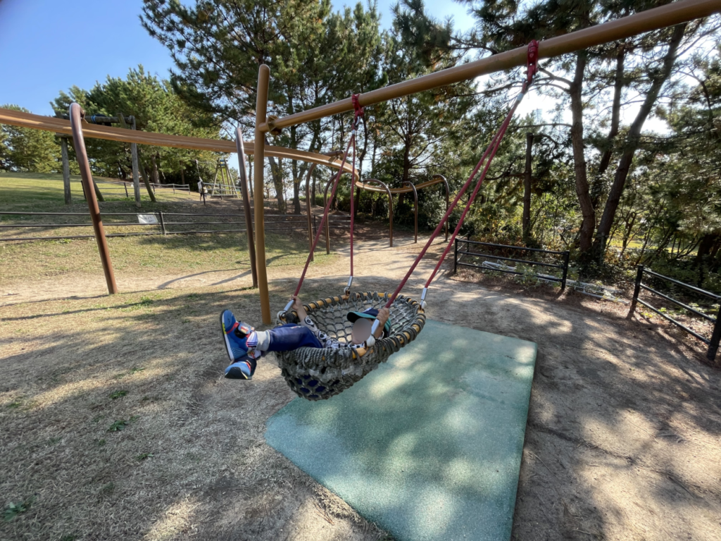 山口きらら博記念公園のトリムの広場の籠ブランコ