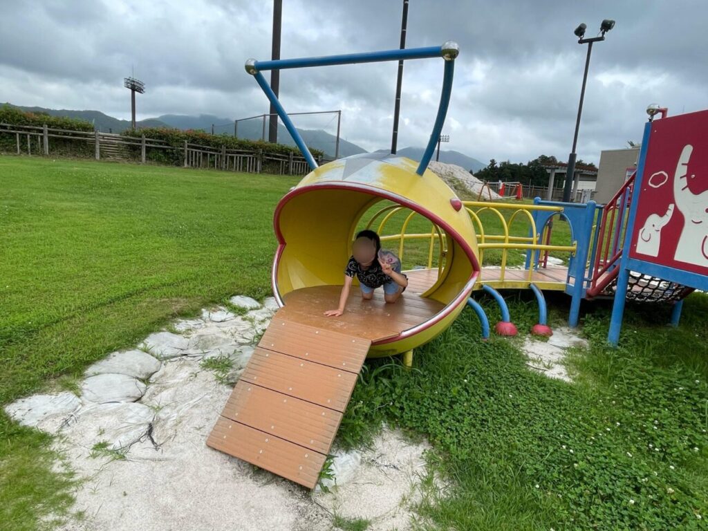 玖珂総合公園のこども広場の遊具で遊ぶこども
